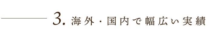 ③海外・国内で幅広い実績